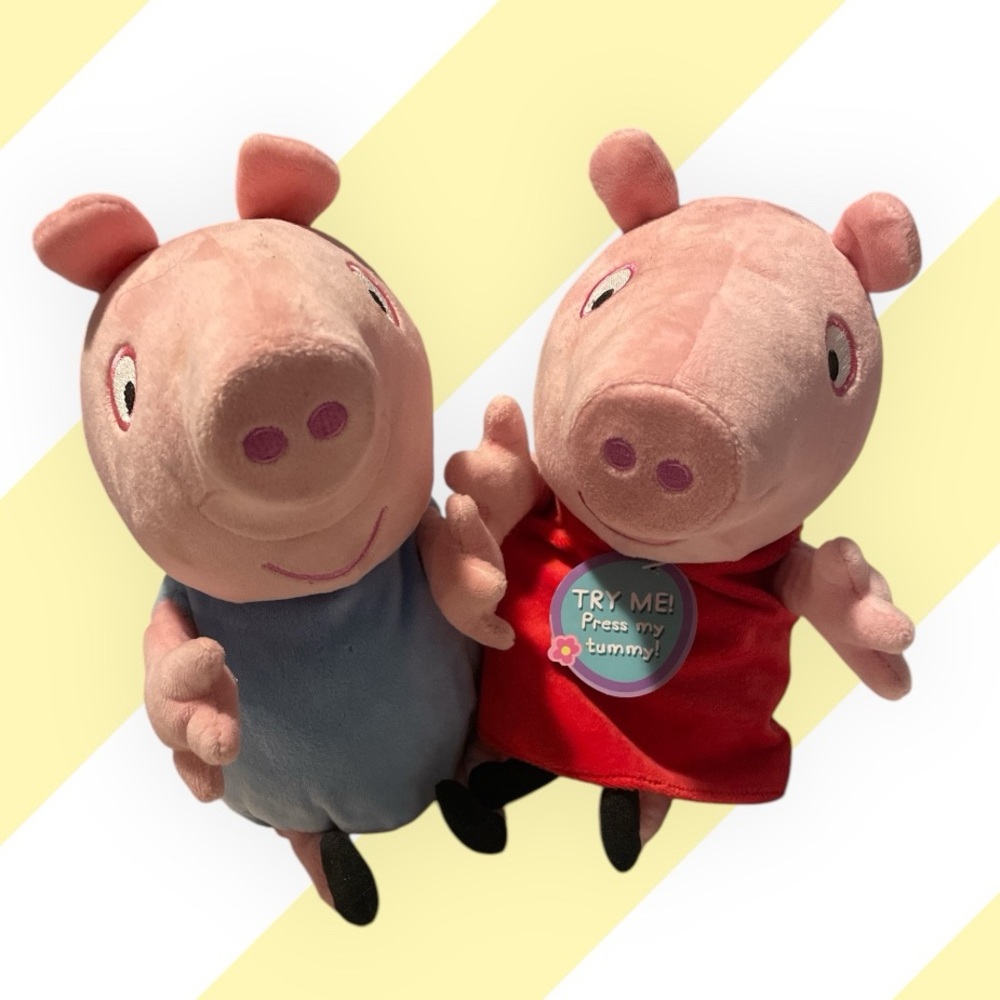 9” George and Peppa Pig plush with sounds